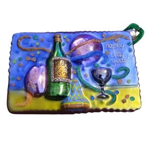 Christopher Radko Glass Y2K 2000 Happy New‎ Year Celebration Christmas Ornament